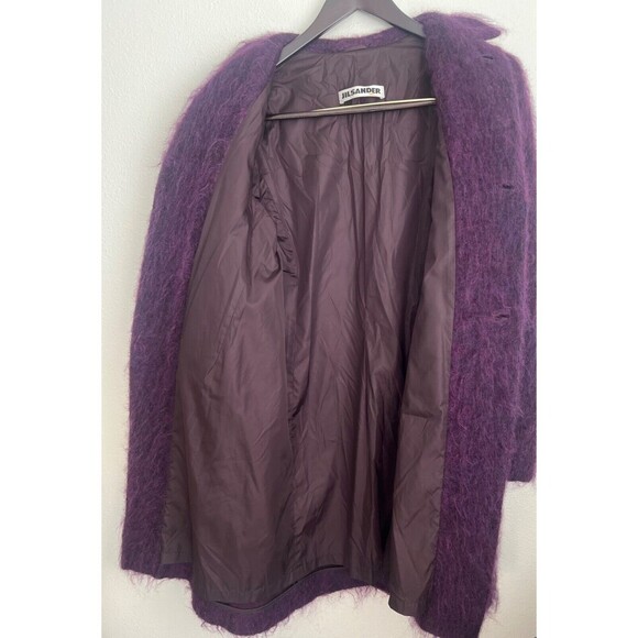 Jil Sander Purple Mohair Wool Blend Long Coat Button Front Size DE 38/ US 8 - Picture 5 of 10